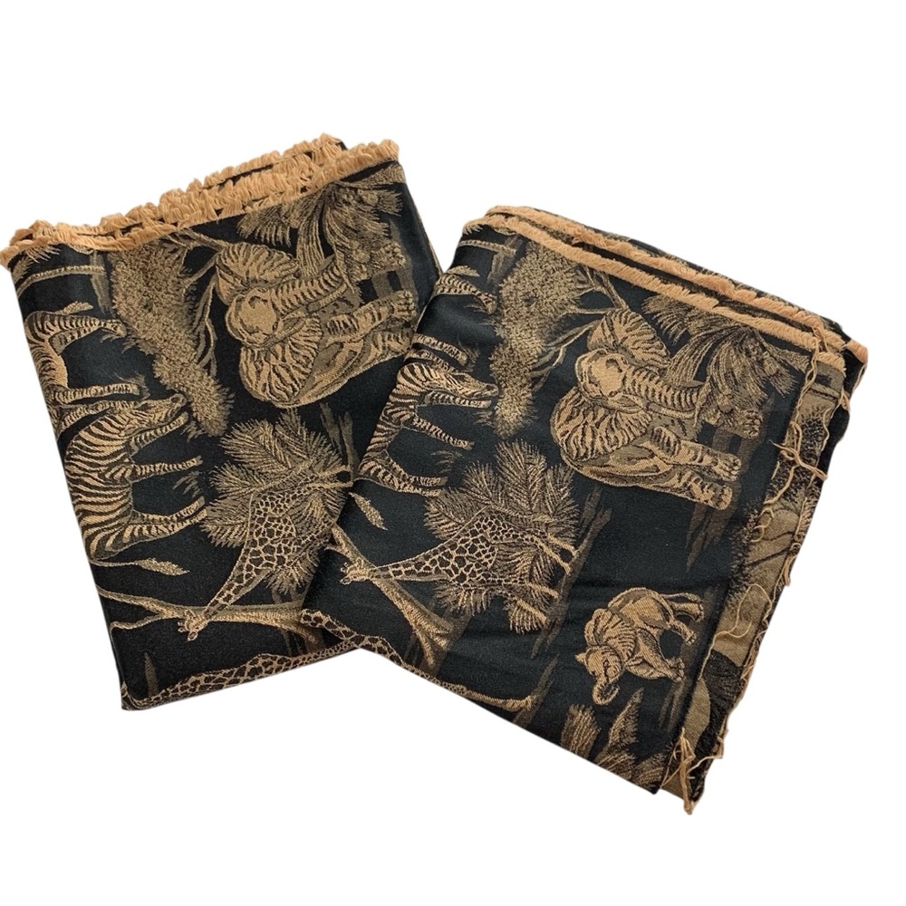 JUNGLE PRINT Gold & Black Fabric